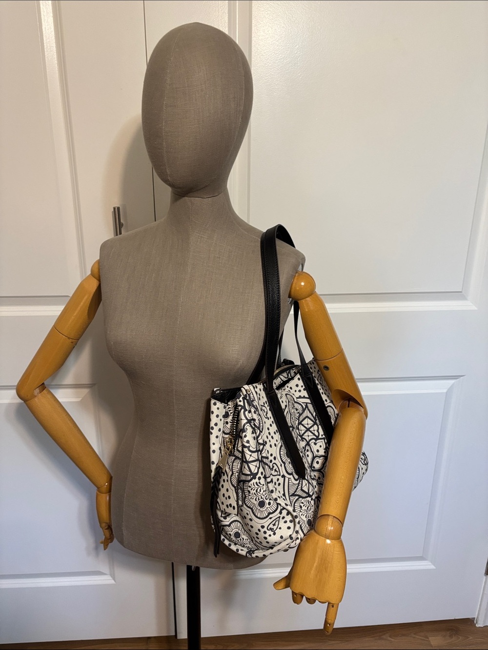Aimee Kestenberg Busy Bee Double Sided Satchel Print Leather Handbag NWT
